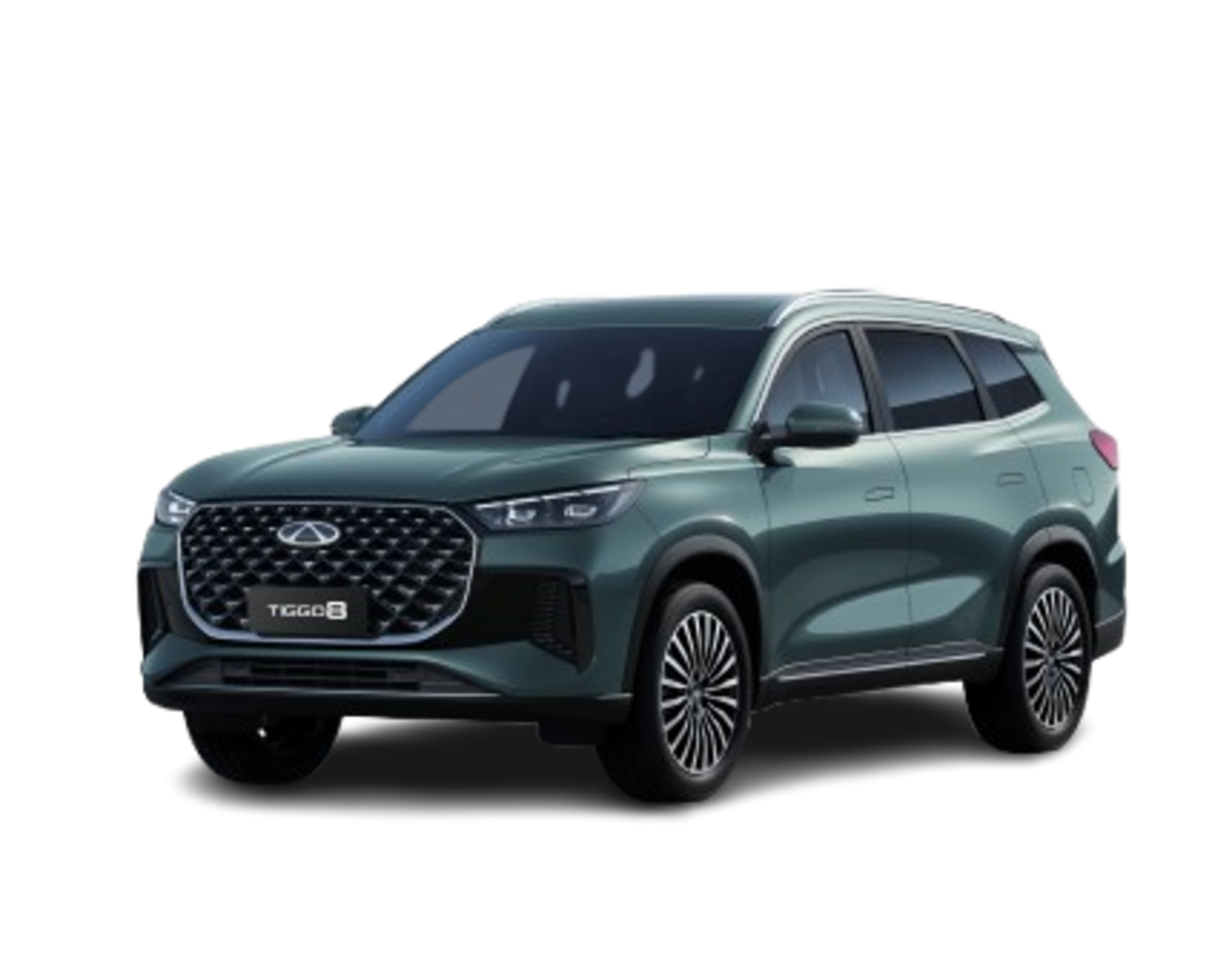 CHERY TIGGO 8 – niebiesko-zielony SUV z trzema rzędami siedzeń
